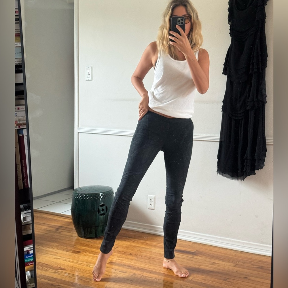 Black Suede Leggings by Helmut Lang